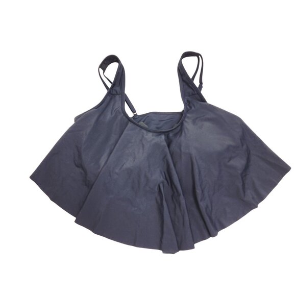 Two-Piece Black High-Waisted Bikini  Ruffle Tankini Top Adjustable Straps  SZ L - Picture 3 of 7